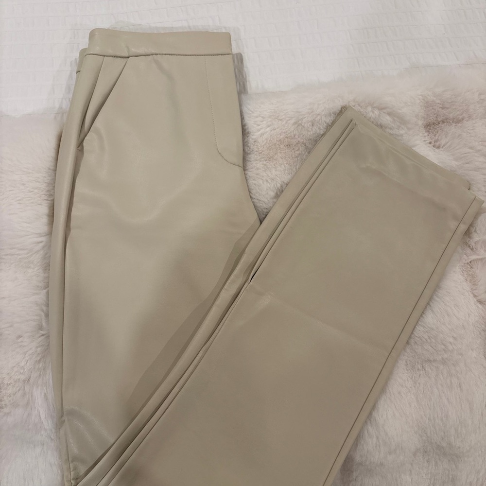 Oak + Fort Cream Women's Leather Flare Pants